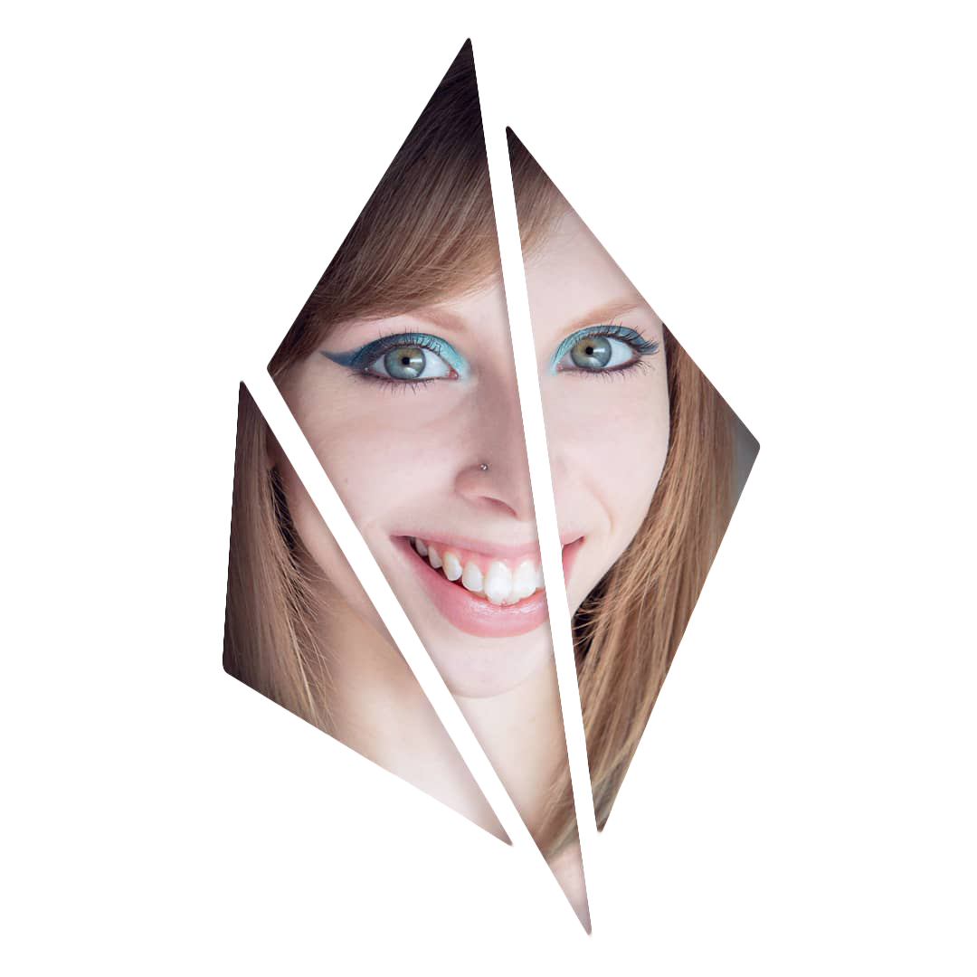 Triangular depiction of eloise's face.