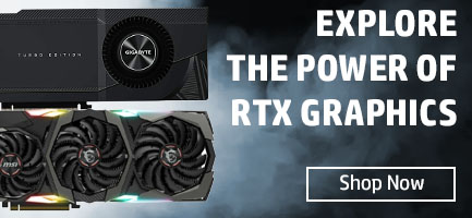 Banner with a pair of graphics cards against a smokey background