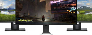 Monitor category banner showing various monitors; high refresh and resolution