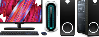 Desktop computer category banner with links to Gaming, Productivity and Components