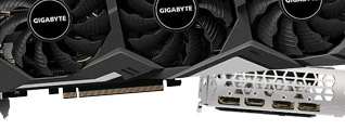 Graphics cards banner showing front and end views of two cards